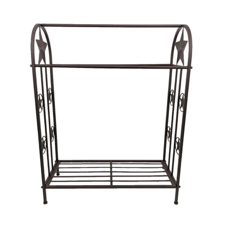 Metal Free-Standing Quilt Rack in Rustic Western Style with Star