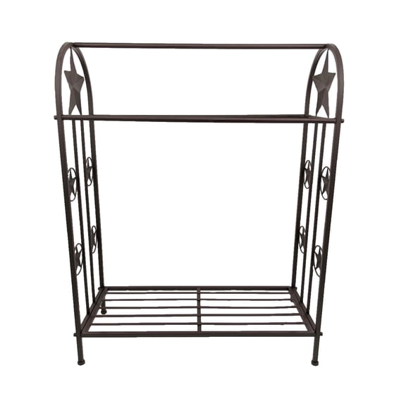 Metal Free-Standing Quilt Rack in Rustic Western Style with Star