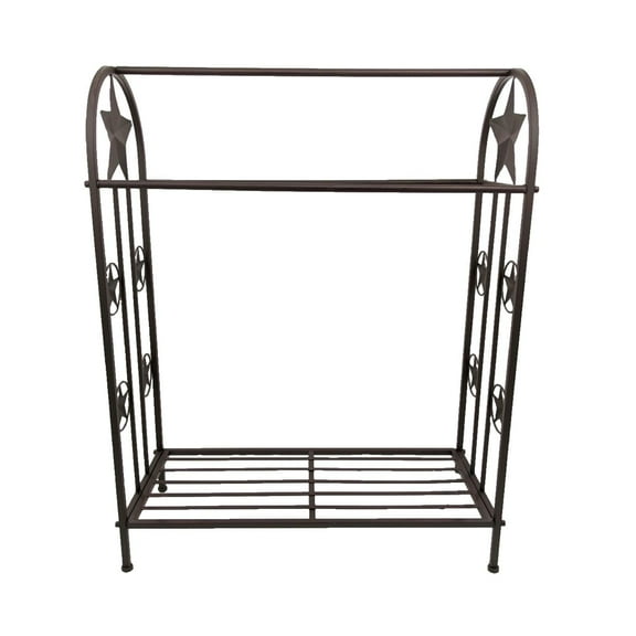 Metal Free-Standing Quilt Rack in Rustic Western Style with Star