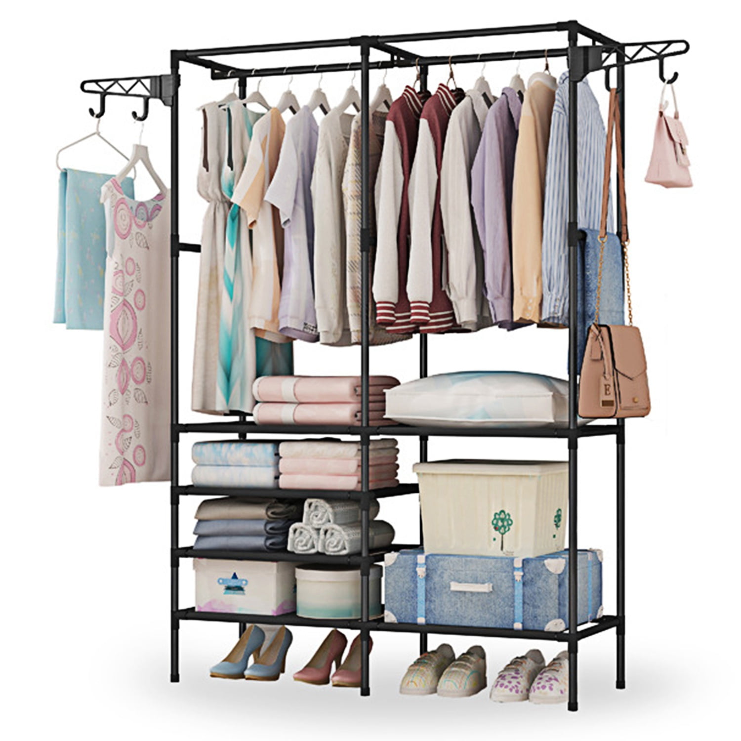 Metal Freestanding Clothing Rack Portable Closet Organizer for Hanging ...