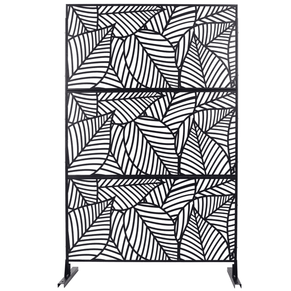 Metal Freestanding Privacy Screen 76x48 Inch for Patio Deck Garden