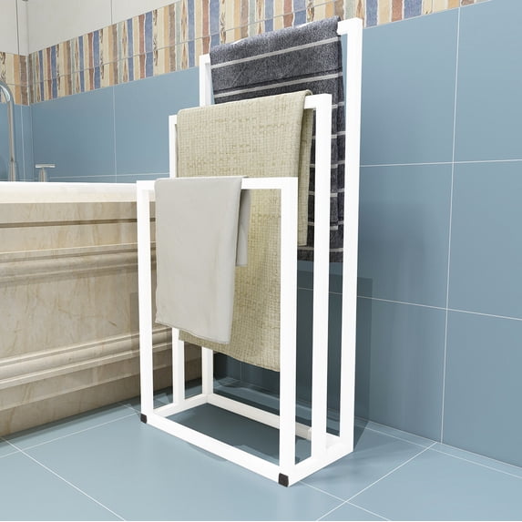 Metal Freestanding Towel Rack 3 Tiers Hand Towel Holder Organizer for Bathroom Accessories,White