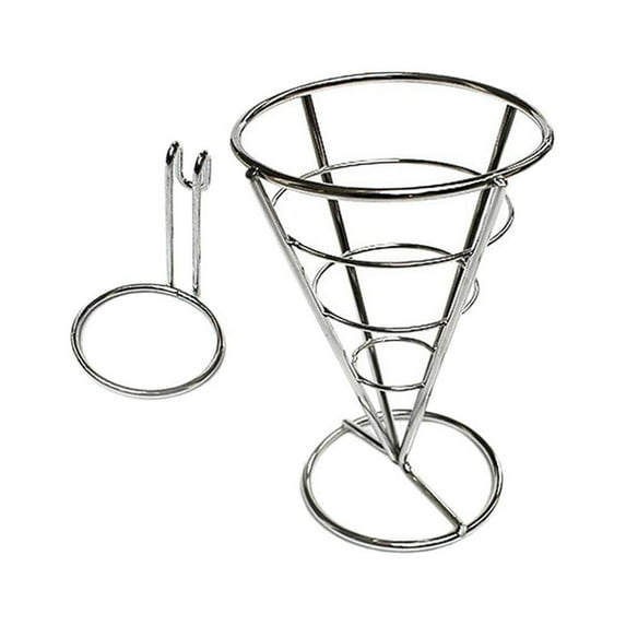 Metal French Fry Holder & Ketchup Saucing Fries Cone Basket Black, Great for Calamari, , Mozzarella Sticks, Fish sticks, , Taquitos, etc