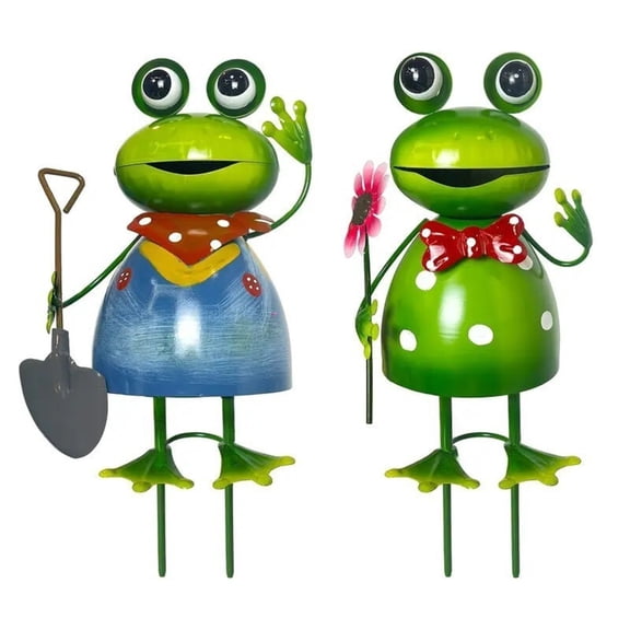 Metal Frog Garden Stake Ornament Christmas Decorations for Outdoor Yard Lawn Patio and Christmas Decorations Holiday Display
