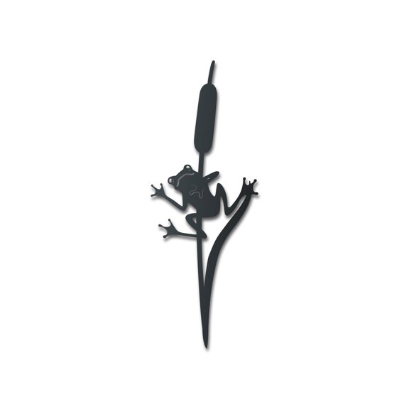 Metal Frog on Cat Tail Wall Art | Indoor Outdoor 24