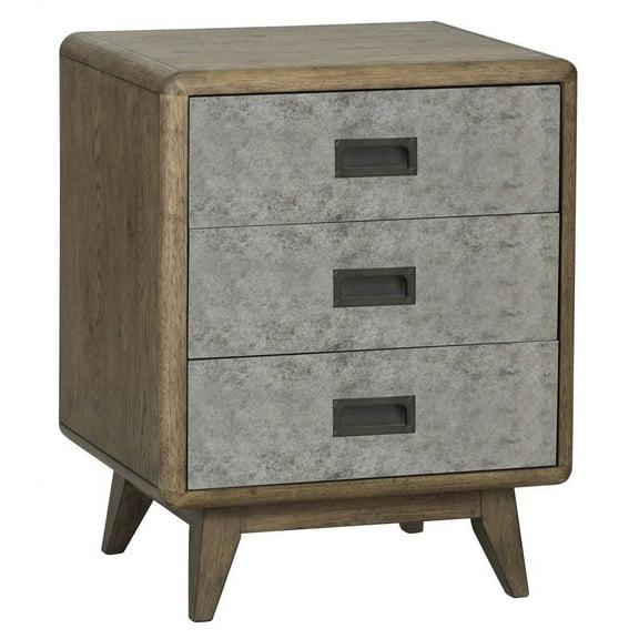 Metal Front Dark Oak Chairside in Brown