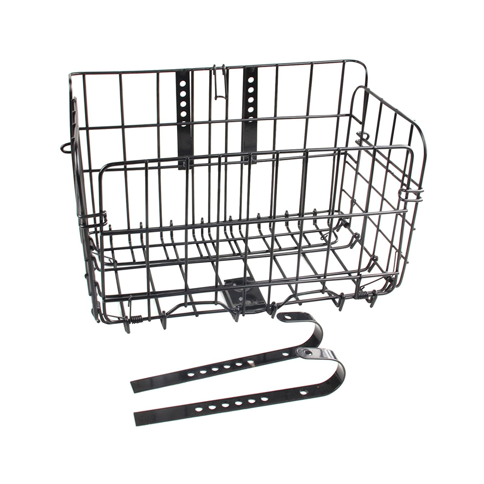 Metal Front Handlebar Bike Basket Detachable Cat Carrier Sturdy Material Durable Black