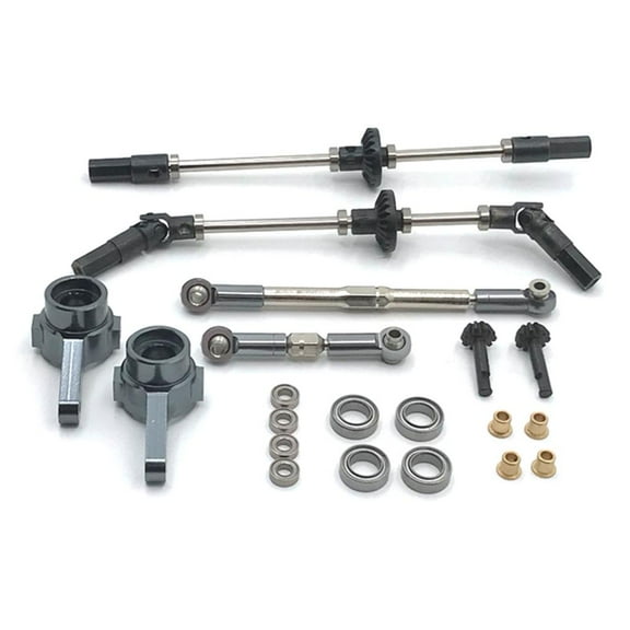 Metal Front / Rear Axle Shaft with Pull Rods, Steering Hubs and Flange Sleeve Spare Parts for D90 MN99 MN99S MN90 MN96 Crawler RC Car