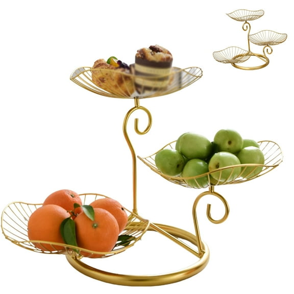Metal Fruit Basket, 3 Tier Irregular Kitchens Detachable Dessert Display Stand for Storing Organizing Fruits Vegetables Snacks