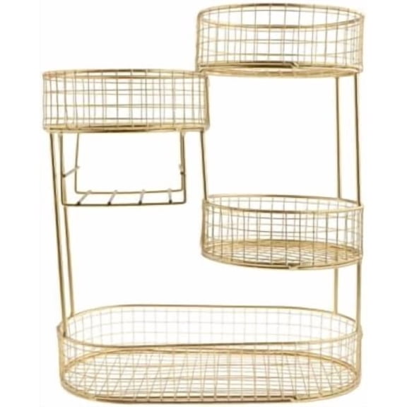 Metal Fruit Basket Fruits Stand Holder Table Centerpiece Large Capacity Wrought Iron Serving Bowl Metal Wire Storage Basket, Gold$$Home Decor, Kitchen, & Other