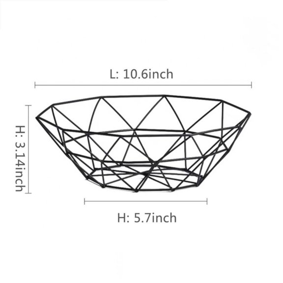 Metal Fruit Basket,Simple Geometry Fruits Basket,Fruits Snacks Plate,Kitchen Counter Basket,Nordic Style Storage Basket,Dining Table Fruits Display Bowl,Fruits Vegetables Drain Basket