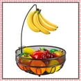 thumbnail image 1 of Metal Fruit Basket with Banana Tree, Freestanding Basket for Kitchen Counter (Bronze), 1 of 7