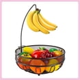 thumbnail image 1 of Metal Fruit Baskets with Banana Hanger, Freestanding Bowl for Kitchen Counter in Bronze, 1 of 7