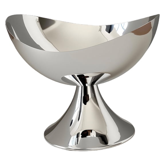 Metal Fruit Tray Crescent Moon Shaped Pedestal Bowl Decorative Storage Plate Centerpiece for Kitchen Countertop Entryway Table Key and Snack Organizer,Silver(L)
