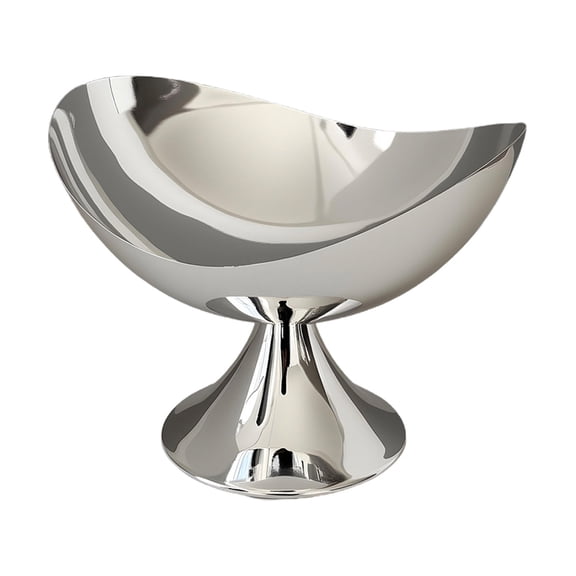 Metal Fruit Tray Crescent Moon Shaped Pedestal Bowl Decorative Storage Plate Centerpiece for Kitchen Countertop Entryway Table Key and Snack Organizer,Silver(S)