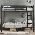 thumbnail image 1 of Metal Full Bunk Bed Metal Bed Frame with Side Ladder and Safety Rails Bunk Bed Full over Full for Teens and Adults Black, 1 of 9