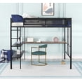 thumbnail image 1 of Full Size Metal Loft Bed with Desk & Shelves/No Box Spring Required/Black for Bedroom, 1 of 15