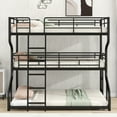 thumbnail image 1 of Metal Full XL over Twin XL over Queen Loft Bunk Bed with Long and Short Ladder, Multifunctional with Safety Guard Rails, Easy to Assemble/No Box Spring Required(Black), 1 of 8