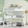thumbnail image 1 of Metal Full XL over Twin XL over Queen Loft Bunk Bed with Long and Short Ladder, Multifunctional with Safety Guard Rails, Easy to Assemble/No Box Spring Required(White), 1 of 8