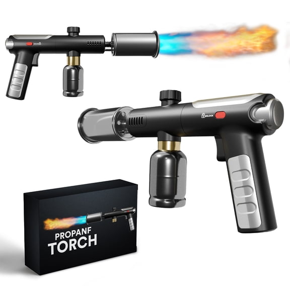 Metal Full through Blow Torch Outdoor Kitchen Cooking Torch Charcoal Igniter Barbecue Torch Adjustable Flame Propane Torch for Grilling
