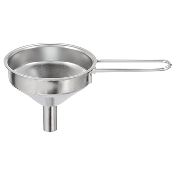 Metal Funnel with Strainer, Stainless Steel Funnel for Kitchen, Long Handle Funnel for Transferring Liquids Oils, Hangable Design, A Stainless Steel Funnel