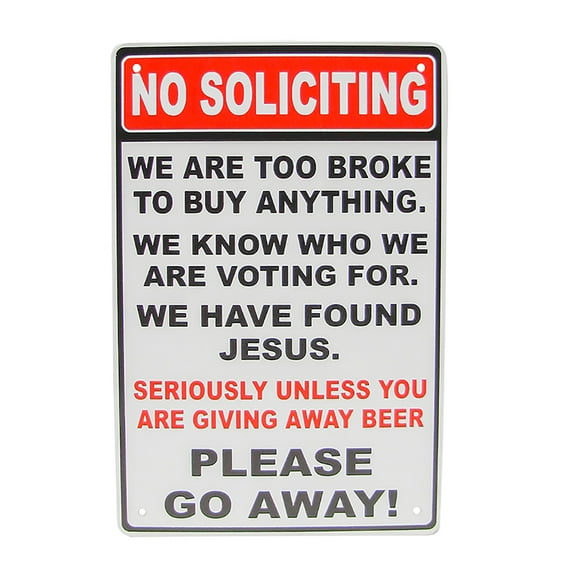 Metal Funny No Soliciting Unless Giving Away Beer Front Door Porch Home Tin Sign