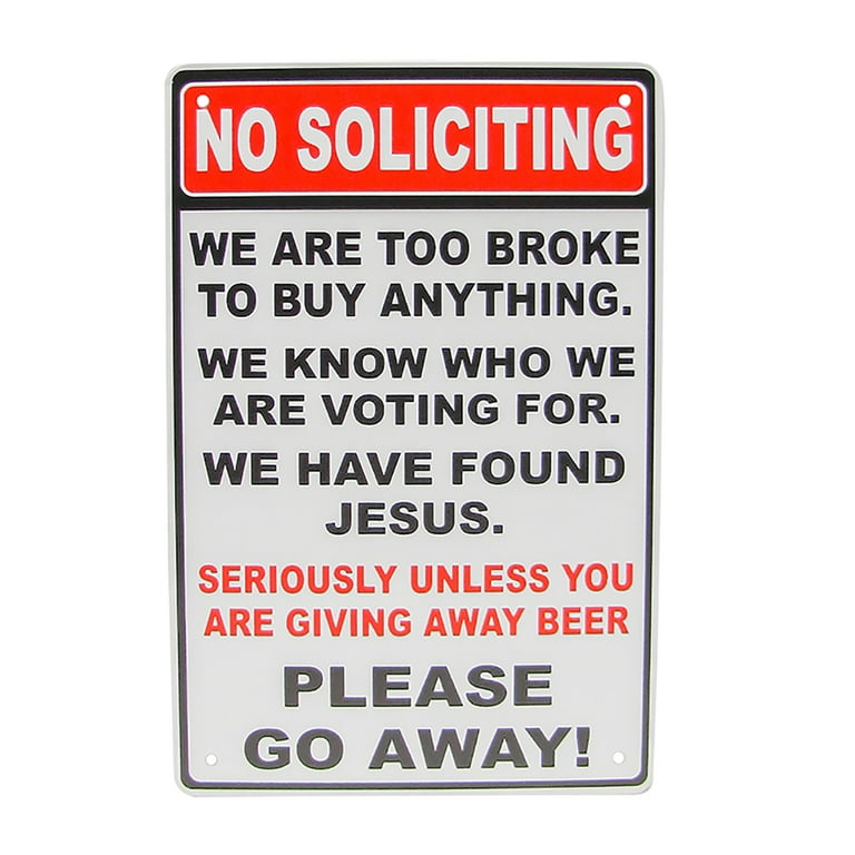 Novelty Metal No Soliciting Funny Warn Sign Front Door Garage Bar Pub Wall Decor Novelty Metal No Soliciting Funny Warn Sign Front Door Garage Bar Pub Wall Decor