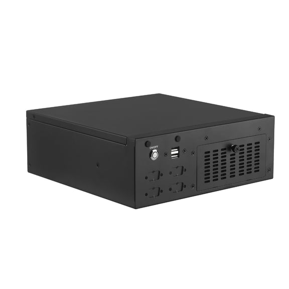 Metal GK01 ITX Computer Case with Horizontal Desktop Form, Front USB Access, Vented Front Panel, Black Housing for Indoo