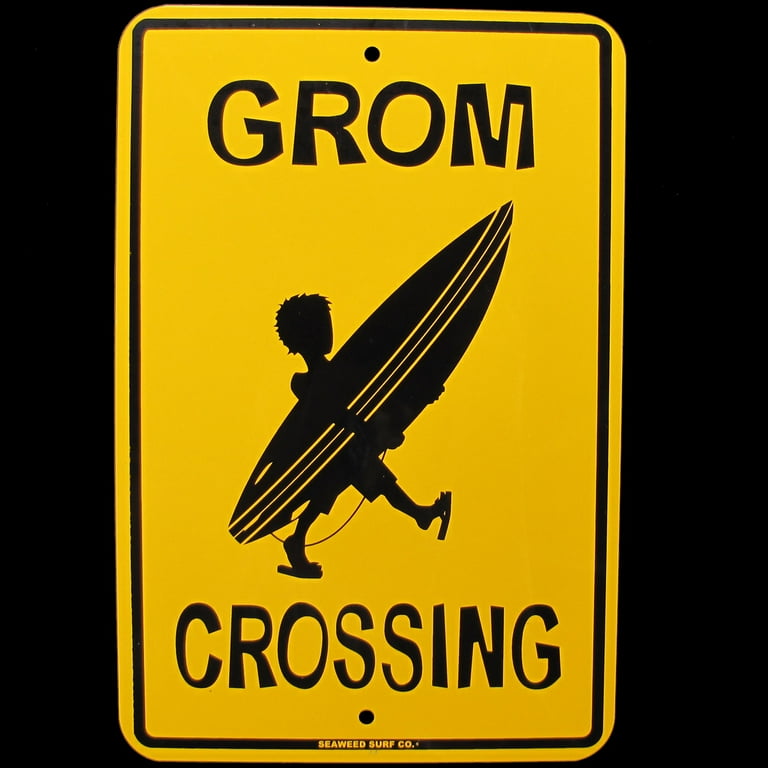 Metal Grom Surfer Xing Wall Sign Metal Grom Surfer Xing Wall Sign