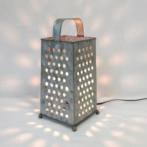 Metal Galvanized Cheese Grater Rustic Accent Lamp
