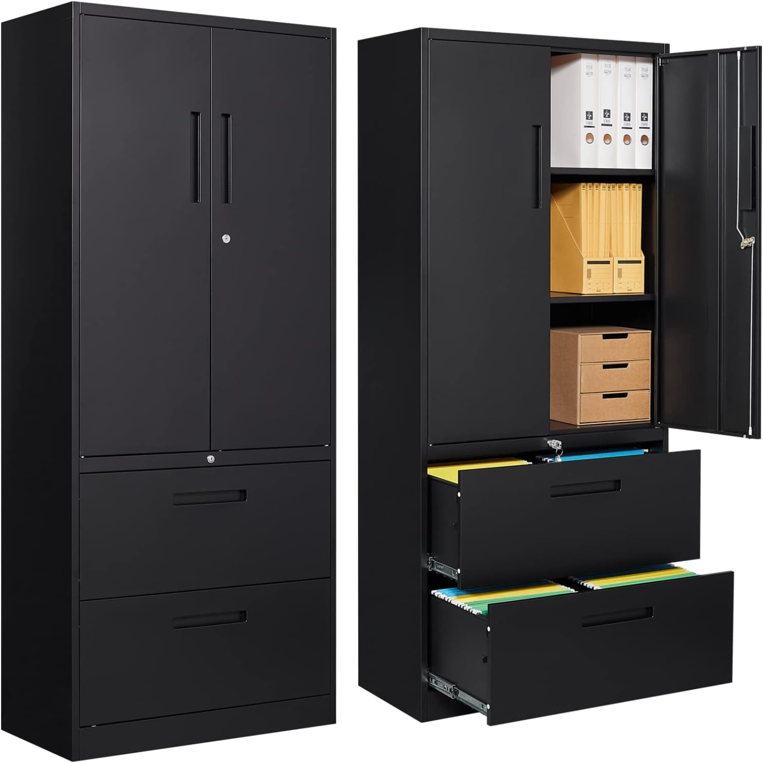 Metal Garage with Lock 71" Steel Lockable File Locking