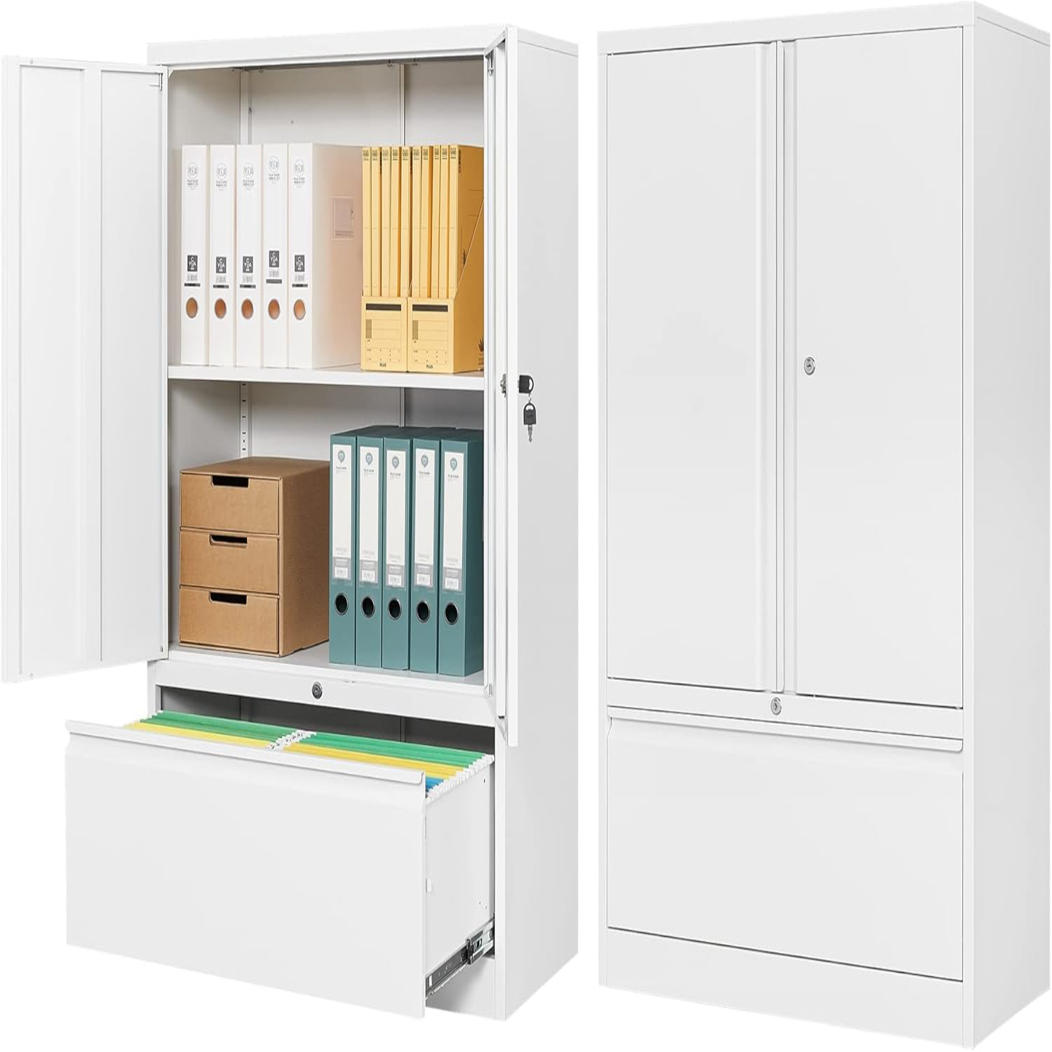 Metal Garage with Lock 71" Steel Lockable File Locking