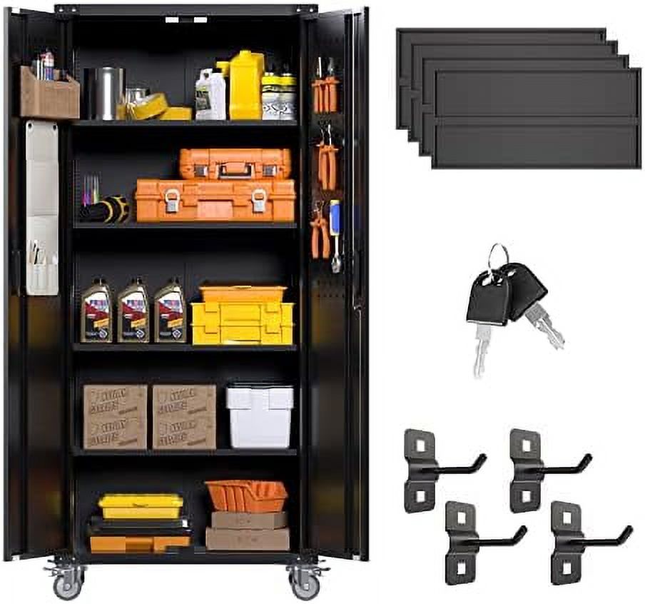 Metal Garage on Wheels Steel Garage with 2 Doors and 4