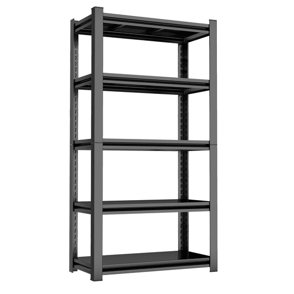Metal Garage Shelving Unit, Heavy Duty 5-Tier Adjustable Storage Rack, Steel Shelving,2000 lbs Capacity, Industrial Shelves for Heavy Tools and Equipment Black, Requires Assembly (5-Tier 63" H x 11.