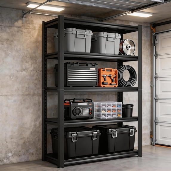 Metal Garage Shelving Unit, Heavy Duty 5-Tier Adjustable Storage Rack, Steel Shelving, 2000 lbs Capacity, Shelves for Heavy Tools and Equipment (5-Tier 71.2" H x39.4 W x 15.75" D)