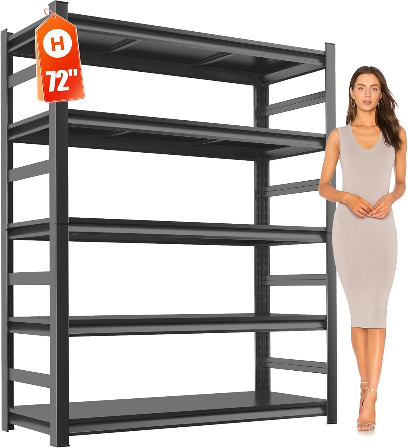 Grainger Steel Rack Metal Garage Shelving Unit, Heavy Duty 5-Tier Adjustable Storage Rack ...