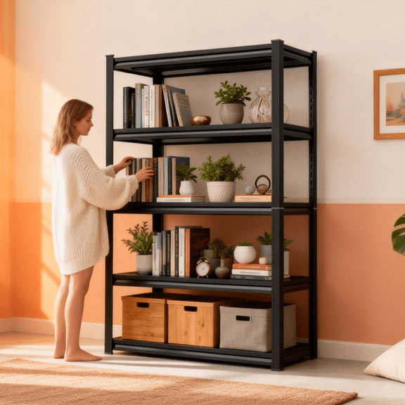 Metal Garage Shelving Unit, Heavy Duty 5-Tier Adjustable Storage Rack, Steel Shelving, 3250 lbs Capacity, Industrial Shelves for Tools and Equipment (72" H x 40" W x 14" D)