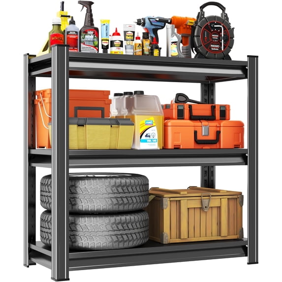 Metal Garage Shelving Unit, Heavy Duty Adjustable Storage Rack, Shelving,Capacity, Industrial Shelves for Heavy Tools and Equipment, Ideal for Garage, Basement