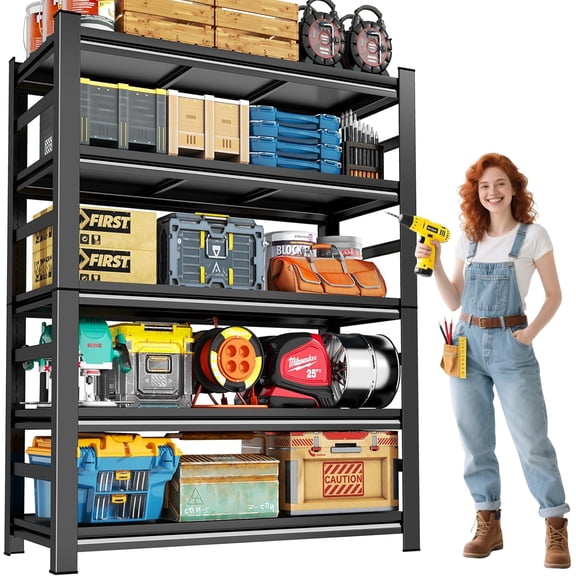 Metal Garage Shelving Unit | Heavy Duty Storage Rack & Garage Shelves | Adjustable Metal Shelves for Storage | Industrial Shelving for Basement, Warehouse