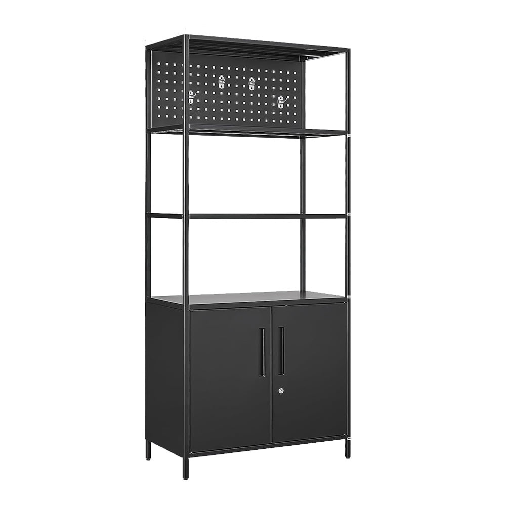 Metal Garage Shelving Unit, Storage with Pegboard and Locking