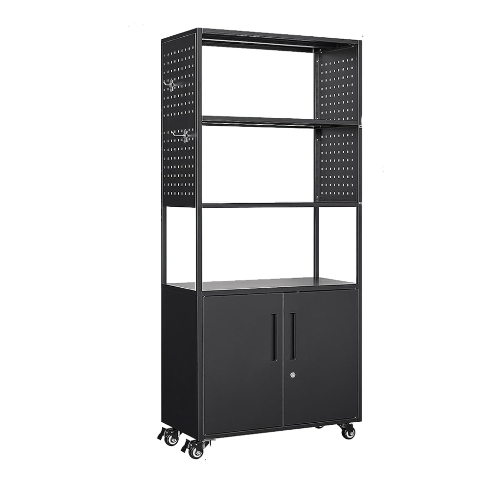 Metal Garage Shelving Unit, Storage with Wheels and 2 Pegboard for Storing Office Files