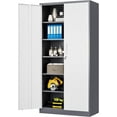 thumbnail image 1 of Metal Garage Storage Cabinet, 71-inch Tall Cabinet with Adjustable Shelves & Locking Doors, Tool Cabinets for Garage,Office,Home,School,Gym (Grey White), 1 of 16