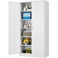 thumbnail image 1 of Metal Garage Storage Cabinet, 71-inch Tool Storage Cabinet with Adjustable Shelves & Locking Doors for Garage,Office,Home,School,Gym Storage (White), 1 of 16