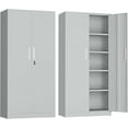 thumbnail image 1 of Metal Garage Storage Cabinet, 72” Lockable File Cabinets with 2 Doors and 4 Adjustable Shelves, Steel Tool Cabinets with Lock for Office, Home, Garage, Warm Grey, 1 of 9