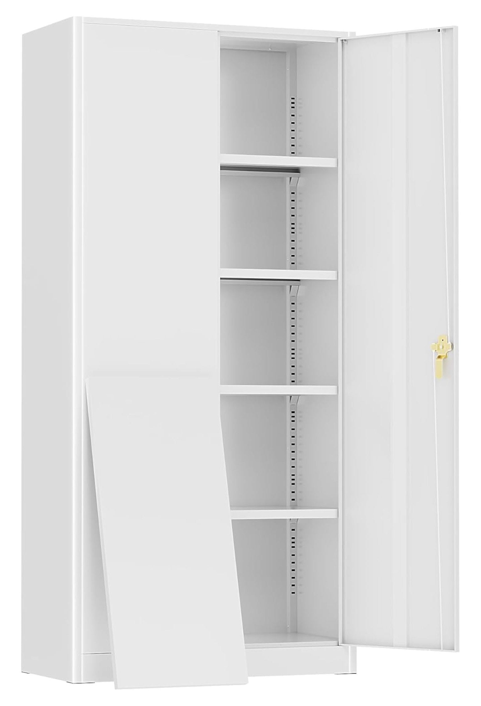 Metal Garage Storage 72" White Metal with 2 Doors and