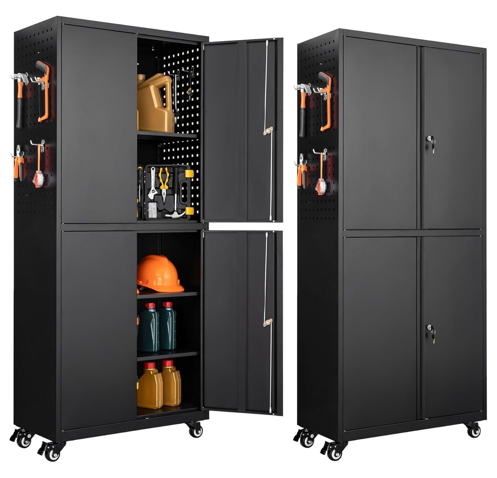 Metal Garage Storage Cabinet with Locking Doors and 3 Adjustable ...