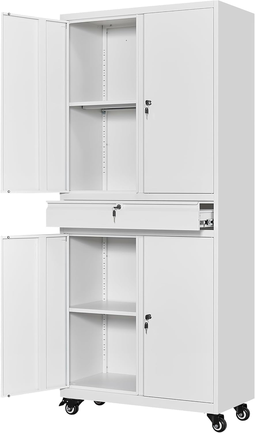 Metal Garage Storage Cabinet with Locking Doors and Adjustable Shelves ...