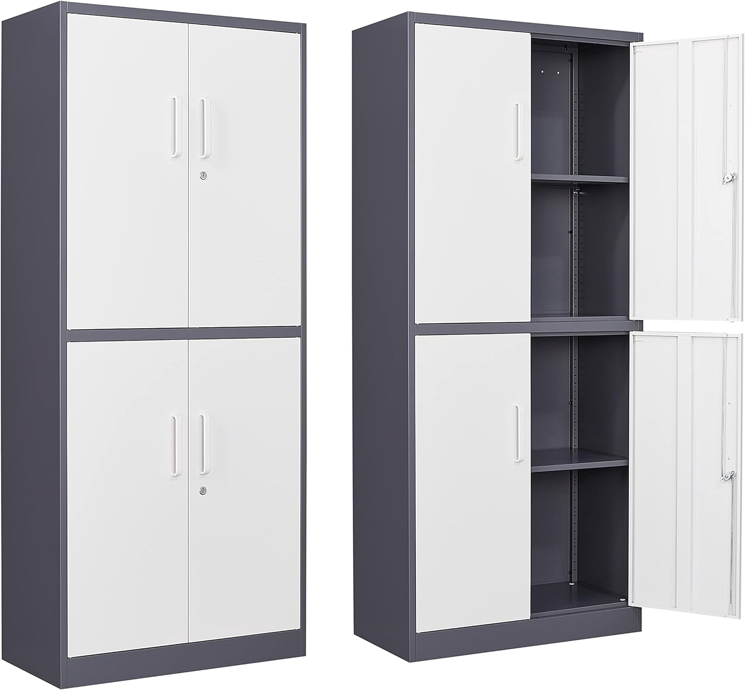 Metal Garage Storage Cabinet with Locking Doors and Adjustable Shelves ...