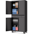 thumbnail image 1 of Metal Garage Storage Cabinet with  Wheels and Drawer,Black Rolling Garage Cabinet with Locking Doors,73" Tall Mobile Metal Storage Cabinets for Home,Office,Garages, 1 of 7