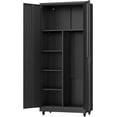 thumbnail image 1 of Metal Garage Storage Cabinet with Wheels,Rolling Tool Storage Cabinet with Lock,Steel Locking Cabinet with Locking Doors and Adjustable Shelves,Tall Storage Cabinet for Office Home,Garage,Shop-Black, 1 of 9